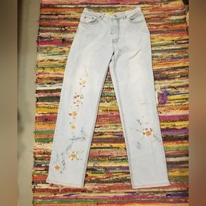 Hand Drawn Personalized Spring Time Women's Blue Jeans